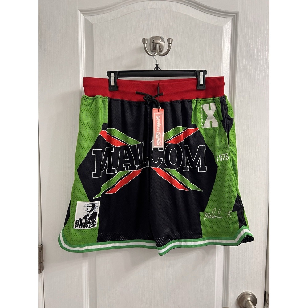 Headgear Classics Malcolm X Africa Power Mesh Basketball Shorts Black Green XL